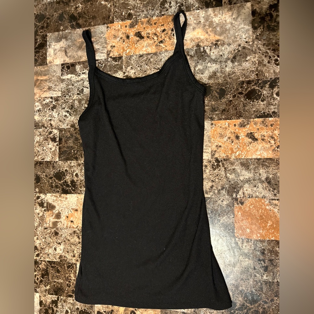 Black Ribbed Spaghetti Strap Tank